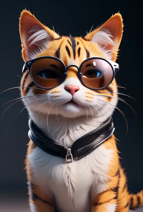 1cat real fur, realistic, amazing photo, uhd, 4K, hyper realism, cool cat with sunglasses, highres, extremely detailed, vivid colors, photo-realistic, studio lighting, physically-based rendering, no-human, CGI
