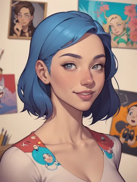 um desenho animado de uma mulher com um sorriso no rosto, retrato de desenho animado, arte dos desenhos animadosstyle, pintura digital de desenho animado, por Jason Chan, arte de pintura digital dos desenhos animados, arte digital dos desenhos animados, ar...