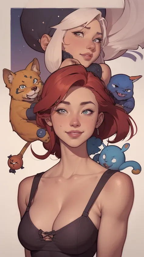 um desenho animado de uma mulher com um sorriso no rosto, retrato de desenho animado, arte dos desenhos animadosstyle, pintura digital de desenho animado, por Jason Chan, arte de pintura digital dos desenhos animados, arte digital dos desenhos animados, ar...