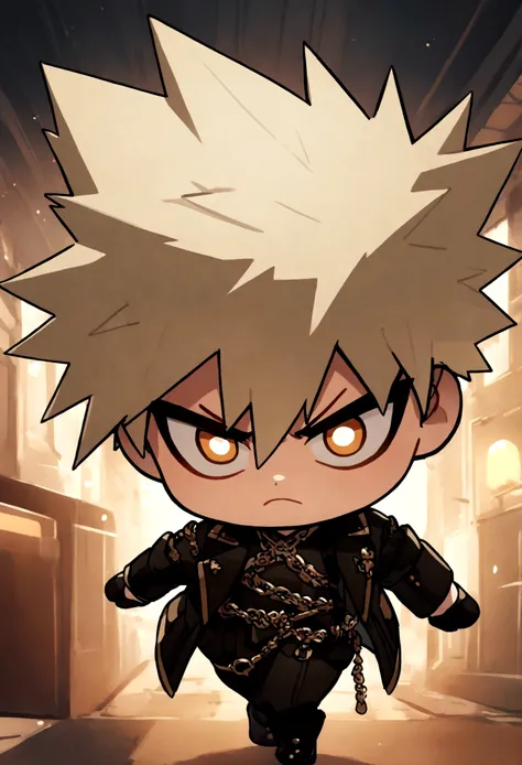 angry cute small chibi bakugo full body