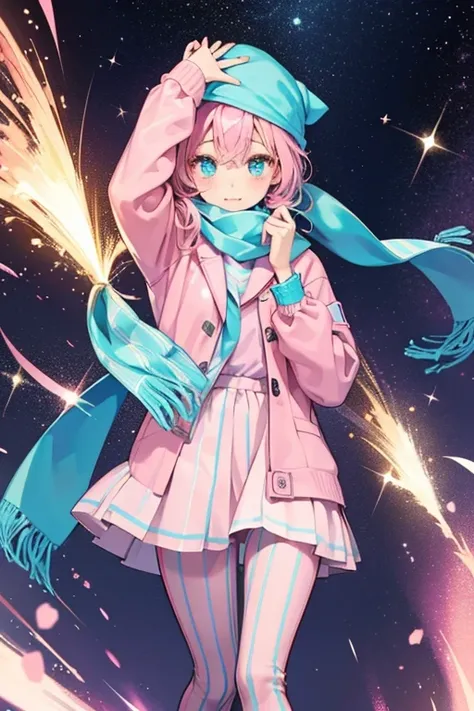 Love-chan looks exactly like Lovelitchi, but wears different clothing. She covers her head with a blue scarf and wears a brown and pink striped shirt with pink sleeves. She also wears blue pants and black shoes. SPARKLE; GLITTER