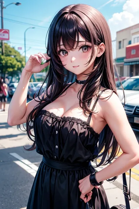 Foto de una chica de anime morena y pelo rubio pero en formato anime