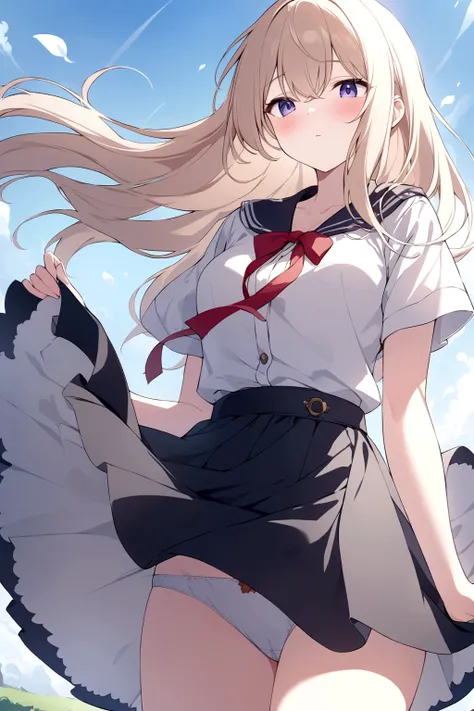 
音無響子
Low - Angle、
Low - Angle、Long skirt、Hold down your skirt that is being blown up by the strong wind、The strong wind is showing her white cotton panties、high quality:1.0), (masterpiece:1.0), (Ultra-fine illustrations:1.0), ネイビーブルーのLong skirt、
、Lined、

