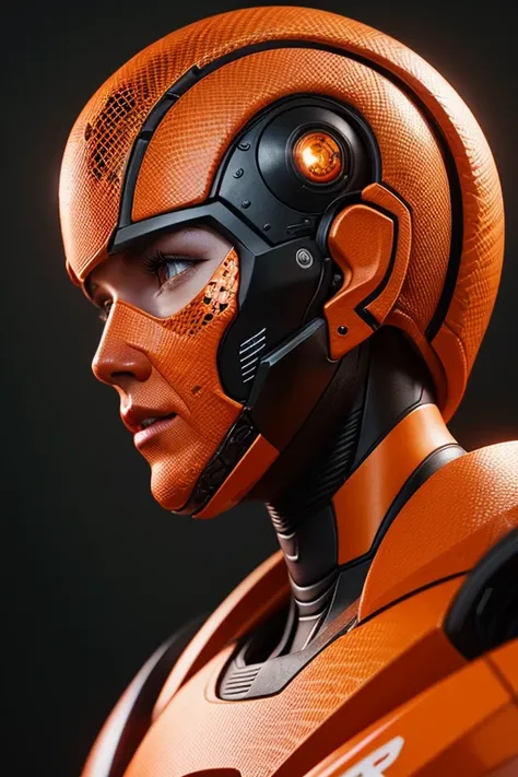 Portrait of a cybernetic orange snake, power armor, ultra realistic, highly detailed, octane render, unreal engine