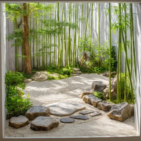 zengarden,aiaigroup, outdoors, garden,tree, , rock, stone, flower, daylight, japan style,bamboo,white sand,beautiful garden land...