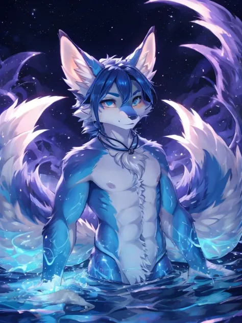 Azuna boy, water bending, kitsune ears