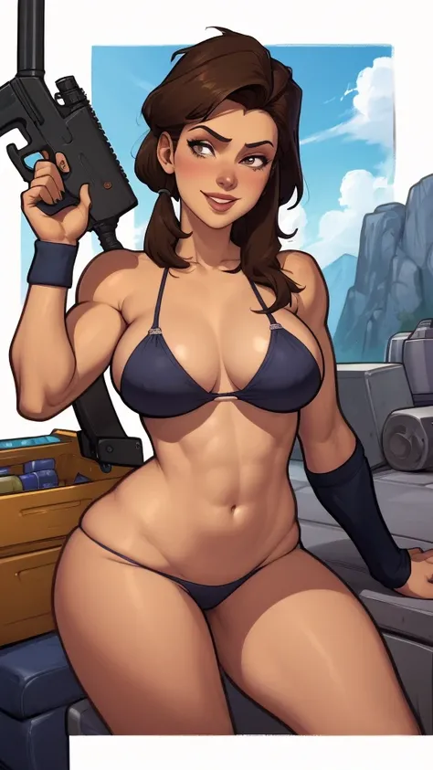 uma vez | The Legend of uma vez, uma vez face, saia, sensual, sorriso, Pose sedutora, bunda grande, Seios pequenos, micro tanga, thong in VC Close of a woman in a bikini holding a gun, fofosexyrobutts, lovely Brigitte de Overwatch, wojtek fus, Loba Andrade...