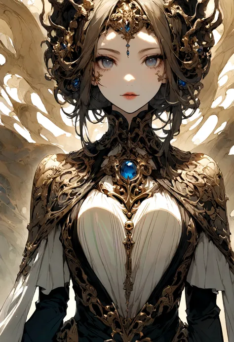 Lovecraft&#39;s Goddess、Close up from the waist up、Big jewel on chest