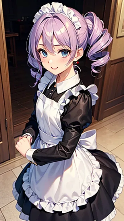 A girl is posing for a photo,pretty girl,Enchanting girl,Anime Girls,
(((One Girl,Baby Face,16 years old))),
BREAK 

((Black long sleeve maid outfit - long skirt、White apron、With ruffled collar、Black Stockings、Black heel shoes))、Earrings、Black nail polish、...