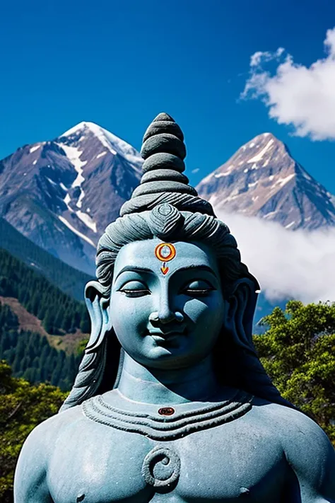 God Shiva, meditation photo,with mountain, realistic face, cartoon avatar,