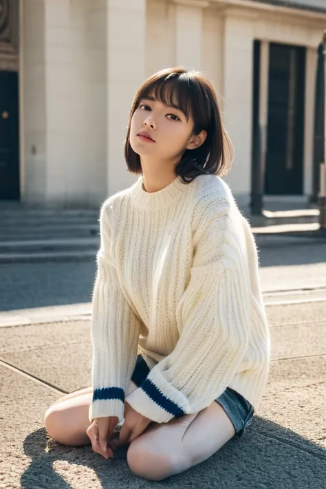 whole body,White striped wool sweater,1 girl,alone,
(8k, RAW Photos, highest quality, masterpiece:1.3),(Realistic, photo-Realistic:1.37),Realistic skin texture,(photoRealistic:1.3),(hyperRealistic:1.2),Don&#39;t look at the audience