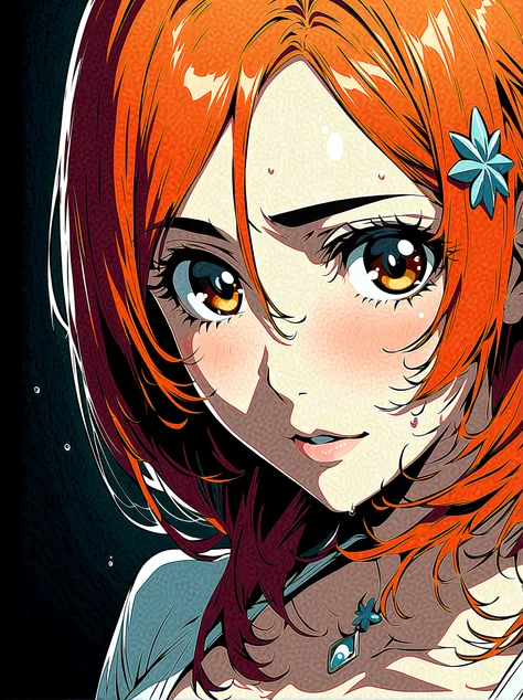 1girl, Women&#39;s Focus, Inoue Orihime, bleach, Very aesthetic，illustration，Perfect composition，Wet skin，Intricate details