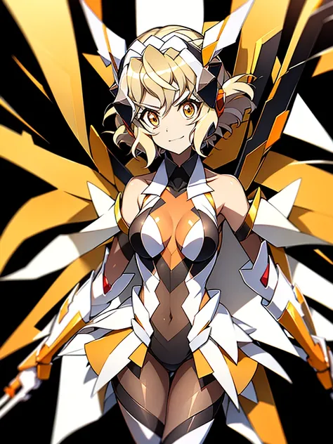 highest quality、Awesome portrayal、Esbian all over、symphogear、sound、Orange sound、Orange Hair、Orange eyes、Esbian all over、White background