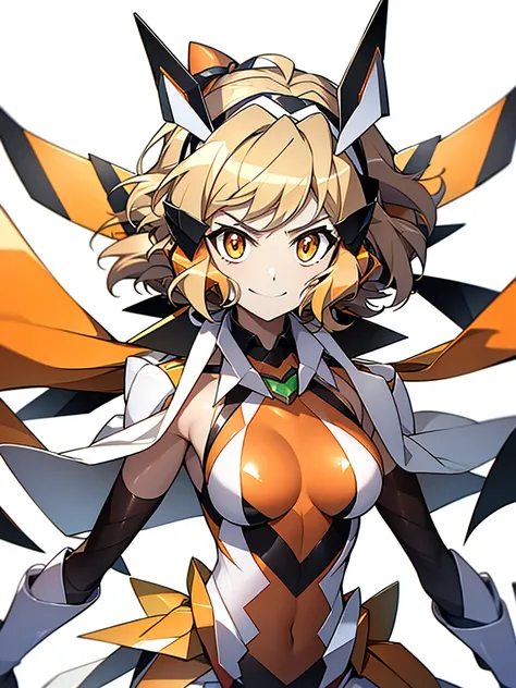 highest quality、awesome portrayal、esbian all over、symphogear、sound、orange sound、orange hair、orange eyes、esbian all over、white ba...