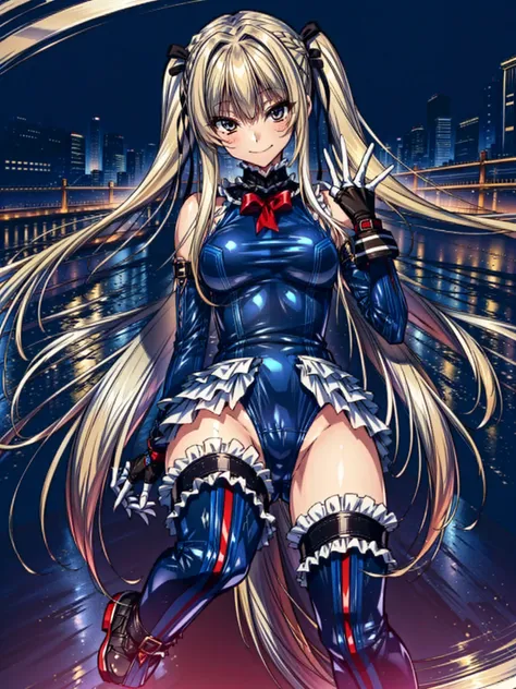 best masterpiece, ultra detailed, best quality, sharp focus, 12K, super high resolution picture, big tits,4K,Perfect Anatomy, highest quality, Marie Rose,Wicked Smile,Provocative attitude
,,Wicked Smile,Anime Style,(Ruffled swimsuit, Knee socks, Removed sl...