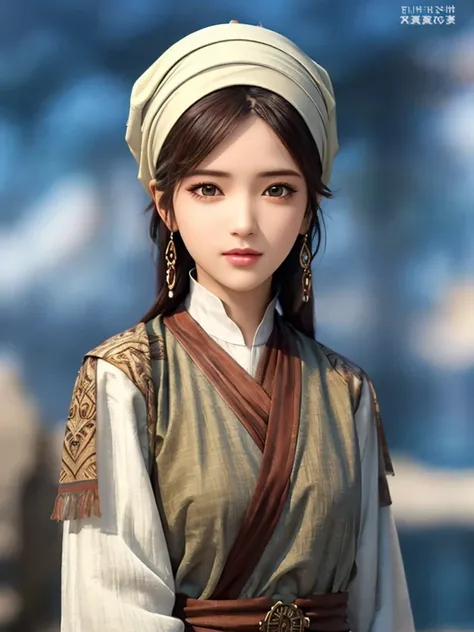 1 female, Solitary, Pretty Face, high detailed realistic eyes, Double eyelids, Highly detailed realistic students, Covers the whole body from head to waist, (Wearing a headscarf:1.2), (Muslim headscarf:1.2)