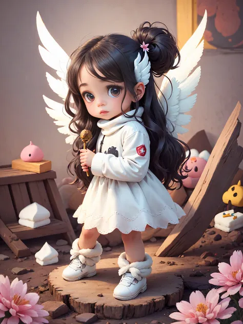 Girl who looks like a marshmallow, Little angel with wings