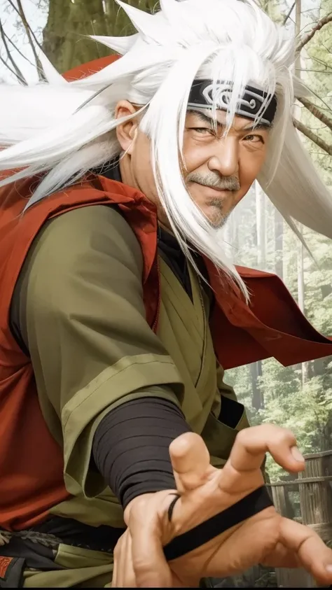 1oldman, jiraiya, naruto shipuden, konoha, ninja, realistic, white hair