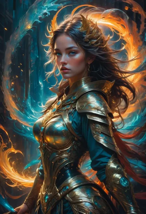 Female Warrior, by Peter Mohrbacher and Brandon Woelfel, best quality, masterpiece, very aesthetic, perfect composition, intricate details, ultra-detailed