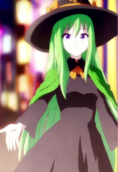 a close up of a person wearing a hat and dress, flirty anime witch casting magic, gothic maiden anime girl, anime girl with long...