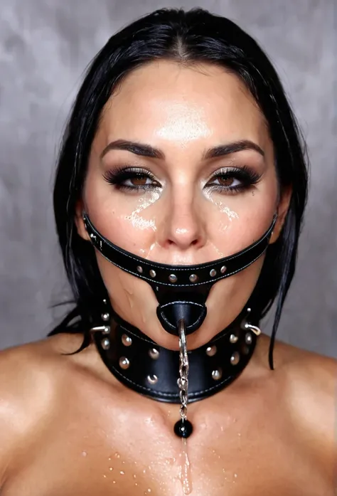  (Bella Twins, bdsm, bondage, muzzle covering mouth, drool dripping, drool dangling, breathplay) cleavage, 8k, drool on chest, drooling, realistic, dripping wet, medium breasts, drool all over face, corset, perfect body, smooth skin, pleading eyes, lots of...