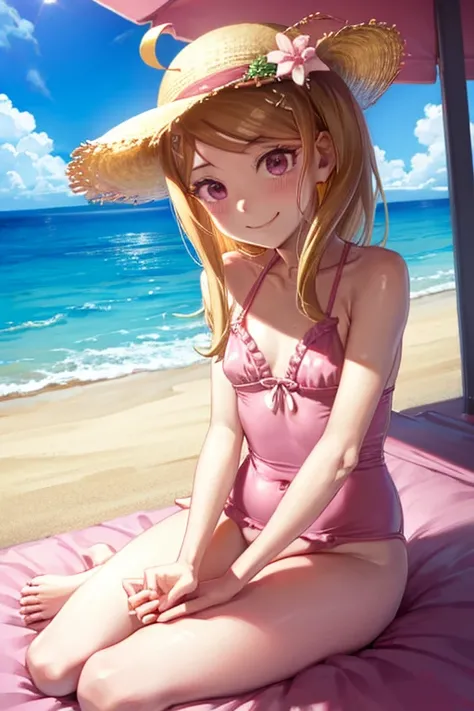 、One piece swimsuit、small 、blush、Beach、bikini、Enchanting、smile、Bold、