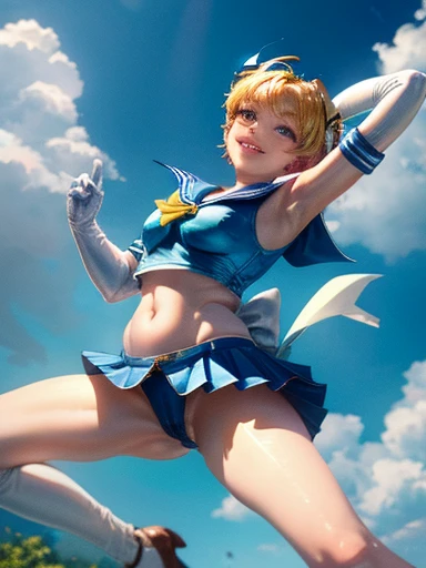 (highest quality:1.1), (masterpiece:1.4), (Absurd:1.0), Portraiture, close,
1, Sailor Uranus, KizukiAi,, Big and ample breasts, Aqua Eye, Blonde Hair, Sailor Warrior Uniforms, Sailor collar, Chest Bow, Yellow ribbon, attractive mini skirt, White elbow glov...