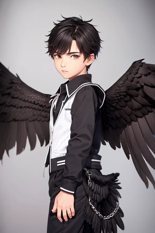 Menino de 16 anos.roupa preta.capuz.eagle wings 