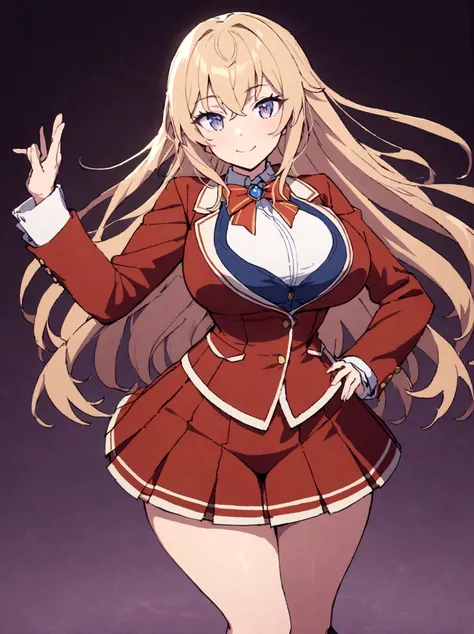 8k, huge , floating hair, busty, large chest, big tits, thick, masterpiece, best quality, 1girl, ichinose, ichinose, 1girl, solo, smile, skirt, bow, , jacket, socks, blazer, simple background, masterpiece, view at camera, fullbody, random pose, slim waist ...