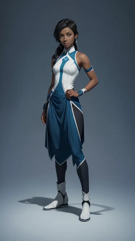 (((full body photo))) 2girl, minimalist, korra from avatar, simple, clean, vector, dark skin, full body shot, refined, elegant, striking pose, dynamic lighting, high quality, detailed, digital art, concept art
