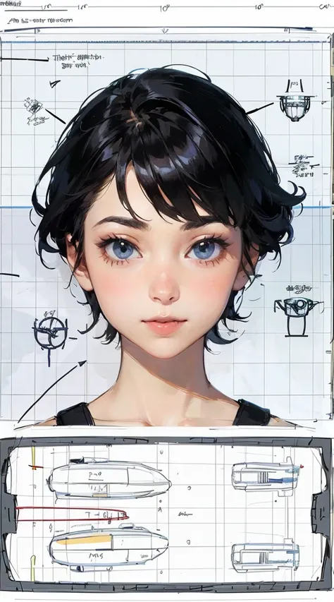 (character design sheet:1.4), (technical diagram:1.4),
(masterpiece), (best quality),
1girl, (perfect face:1.2), (beautiful face:1.2), black hair, short hair,
, school bag,
happy, high resolution, intricate,