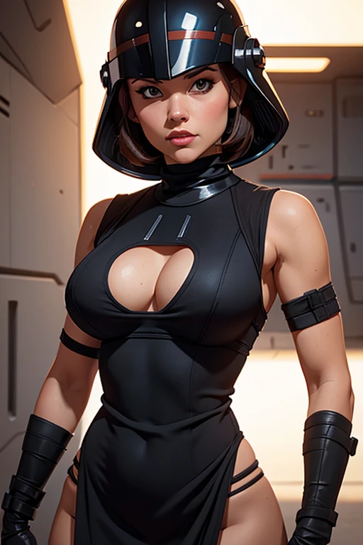 sexy. female dark trooper. starwars. helmet. Sexy Square Neck. Sleeveless Underboob Cutout Bandage. Mini  Dress
