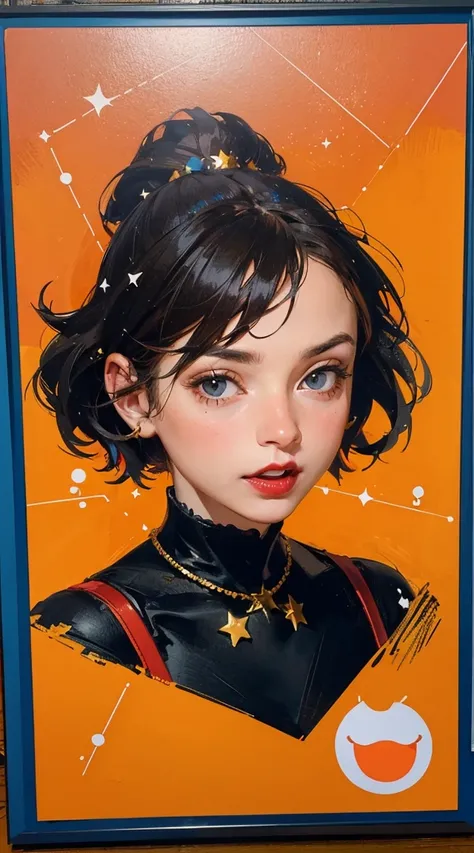 realism, (((better quality: 1.4))), ((super detailed: 1.4)), super detailed gouache portrait of a beautiful woman with red lips and black outfit, number, cartoon, actual, Emoji pack，(9 emoticons，Emoji table，constellation)，9 poses and expressions（anger，surp...