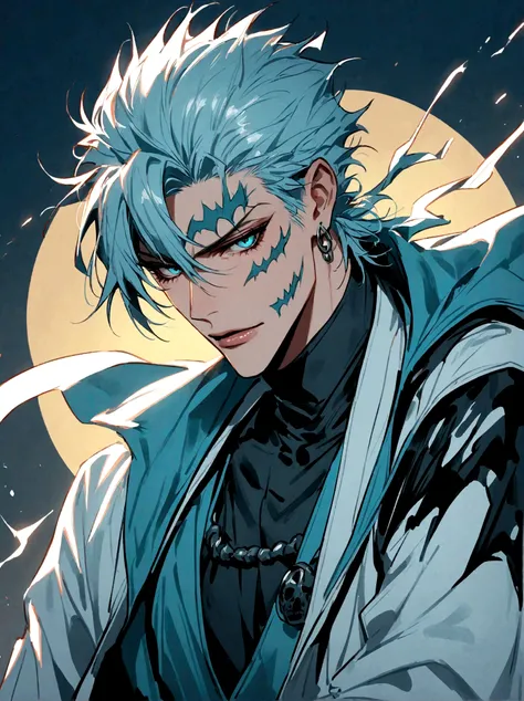  1boy, male focus, Grimmjow Jaegerjaques, bleach, Las Noches, Hueco Mundo