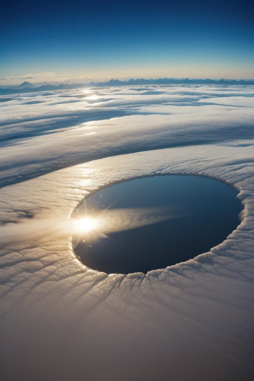 Sob a luz do sol, em uma mata, the water in lakes and rivers begins to evaporate, turning into water vapor.