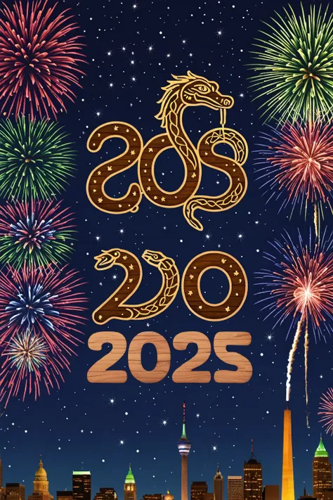 2025 logo with fireworks and wooden snakes