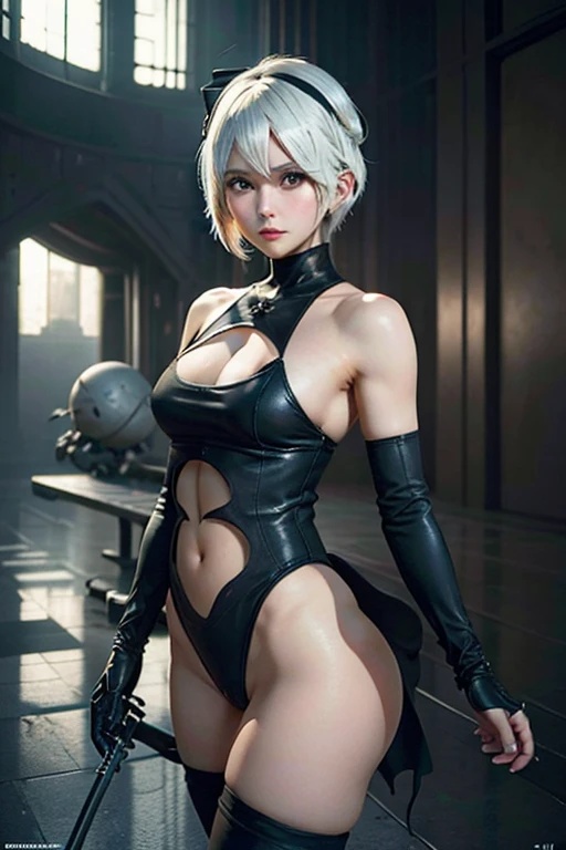 2b nier automata,todo el cuerpo, cuerpo perfecto, cuerpo completo, delgada, sexy