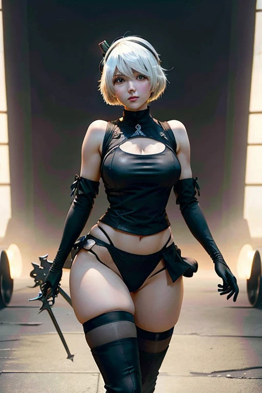 2b, nier automata,todo el cuerpo, cuerpo perfecto, cuerpo completo, delgada, sexy