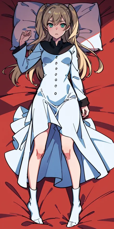 Mary "White" Macbeth, 1girl, bdsm, bedroom dakimakura_(medium) lying on_back on_bed solo