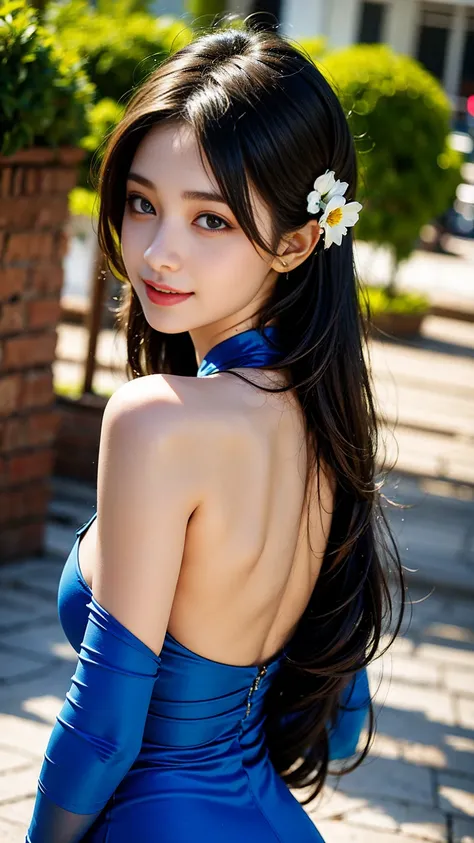 (((32ｋ,High Details,High Detail、masterpiece,Attention to detail,whole body,Solitary))),RAW photos & Realistic atmosphere,Beautiful deep blue eyes,Detailed mouth,Glossy lips,Thin eyebrows,beautiful eyes、Soft, fair skin，Every detail sparkles、Her deep blue ey...