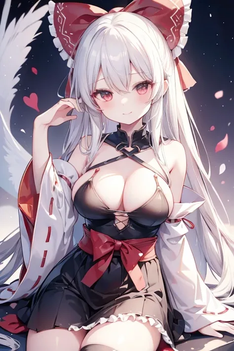 Kirisame Marisa,Hakurei Reimu,1GirlTag, white hair, smile,big chest 