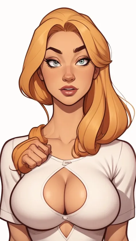 estilo de desenho animado:1.2), Yvonne Strahovski mulher Imagem de desenho animado de uma mulher , roupas sensuais , garota super fofa, authoritarian would be facial expressioncartoon style illustration, estilo de arte dos desenhos animados, estilo de arte...