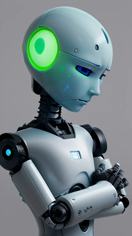 Visualize a robot trying to comfort a human who is sad, highlighting the robots lack of emotional understanding."