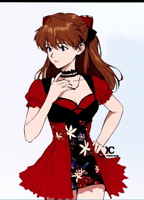 asuka langley soryu, long hair, bangs, blue eyes, brown hair, hair ornament,