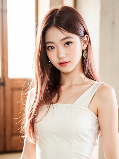 japanese female 1 person, 17 years old, realistic, exquisite face, alone, tight and sexy dresses.  (white skin: 1.8, ), the look...