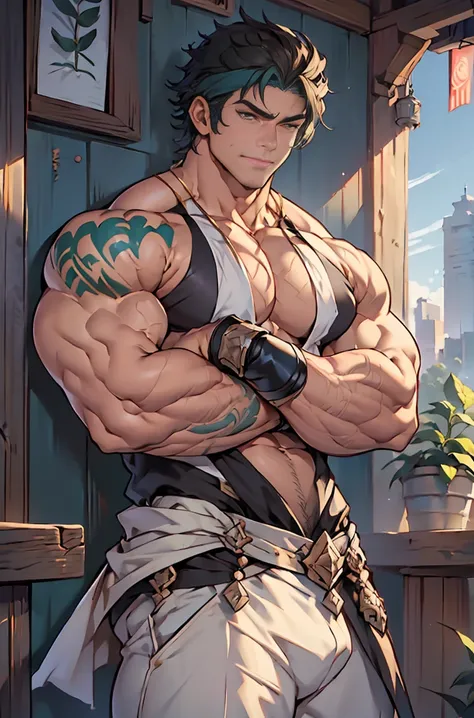 show off thick arms to the audience，closeup of arms，Shoulders exposed，Stout arms，A mais alta qualidade de imagem，Pessoas do sexo masculino，Child，1 menino，jovem e bonito，Shoun，cabelos brancos，Cabelo liso curto，Pele escura，Anime peito grande，anime wallpaper，...