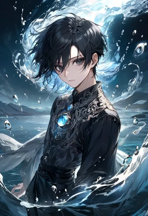 Male, Black Hair, Black Eyes, Water as an element