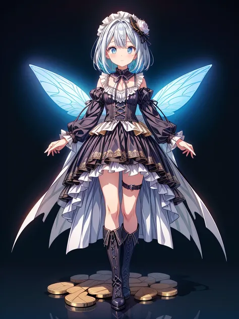 (((1girl)))、Star Fairy、vtuber-halfbody、(((highest quality、Masterpiece、The best composition、Golden Ratio、Official Art、Super detailed、Super detailedな目)))、ultra detailed, from front, headshot、 blue and white hair color、Short bangs above eyebrows、Short Hair、St...