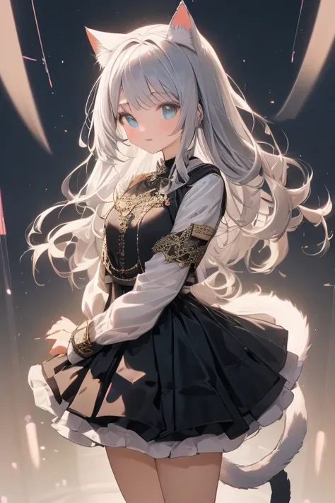 Girl，Cat ears, Silver Hair, ,Standing picture