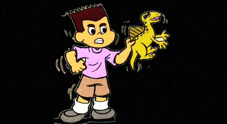 cartoon clipart, cartoon boy with brown hair with toy dinosaur in hand, in the style of unreal engine 5, influence, 32k uhd, life size figures, disney (or pixar) animation, hyperrealistic details, full body, white background --ar 1116